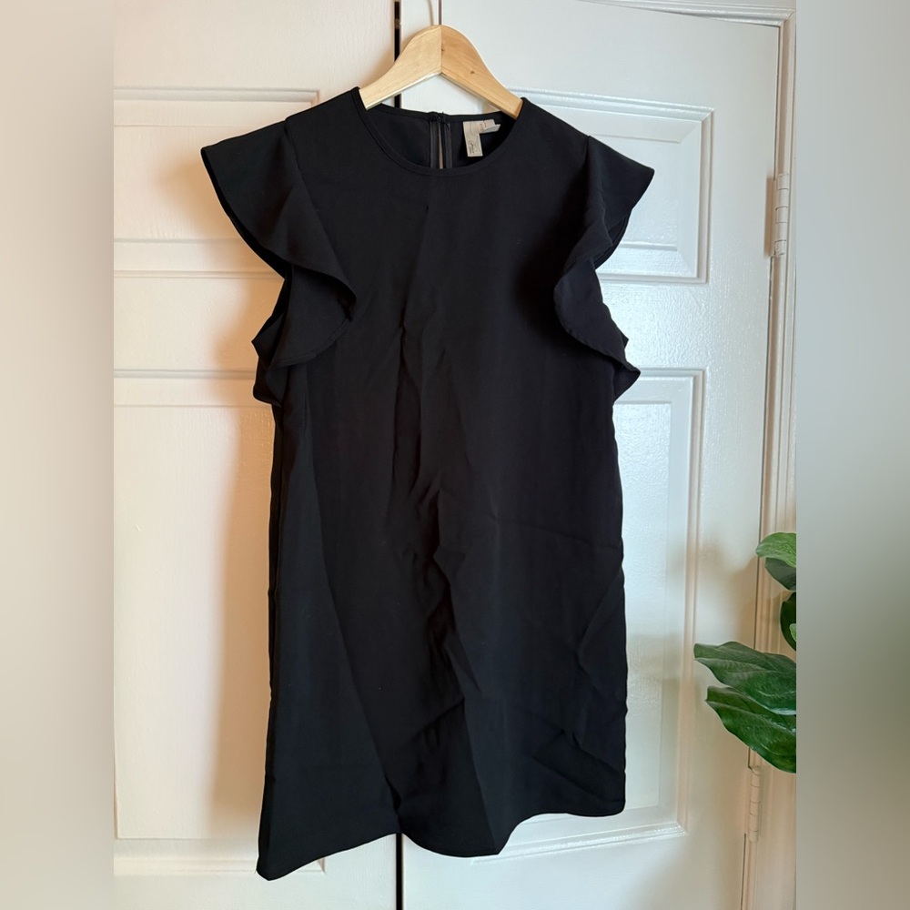 Black Y2K Ruffle Sleeve Mini Dress Sz S Romantic Flirty Whimsigoth